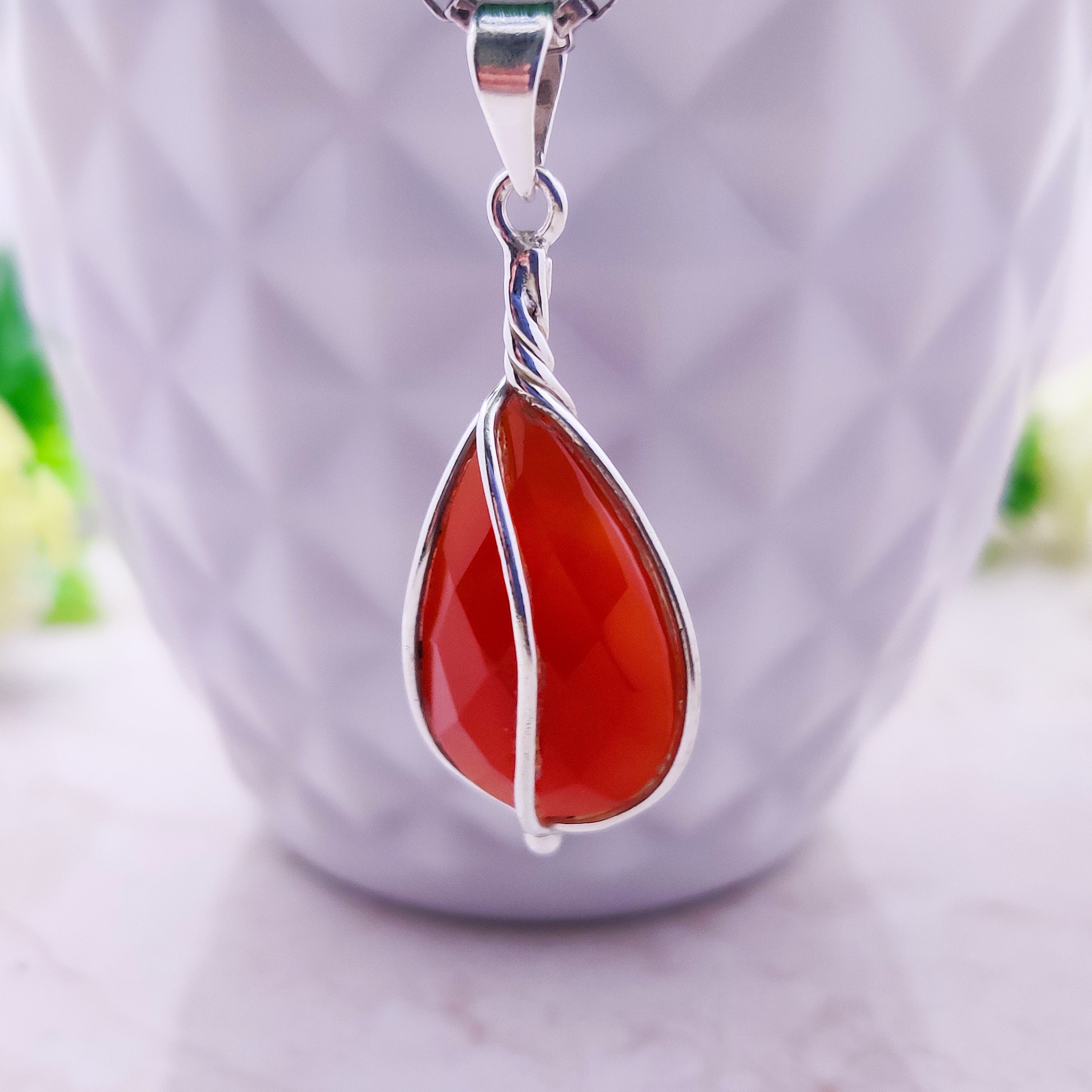 Sterling Silver Natural  Agate Cut Oval  Boho  Pendant