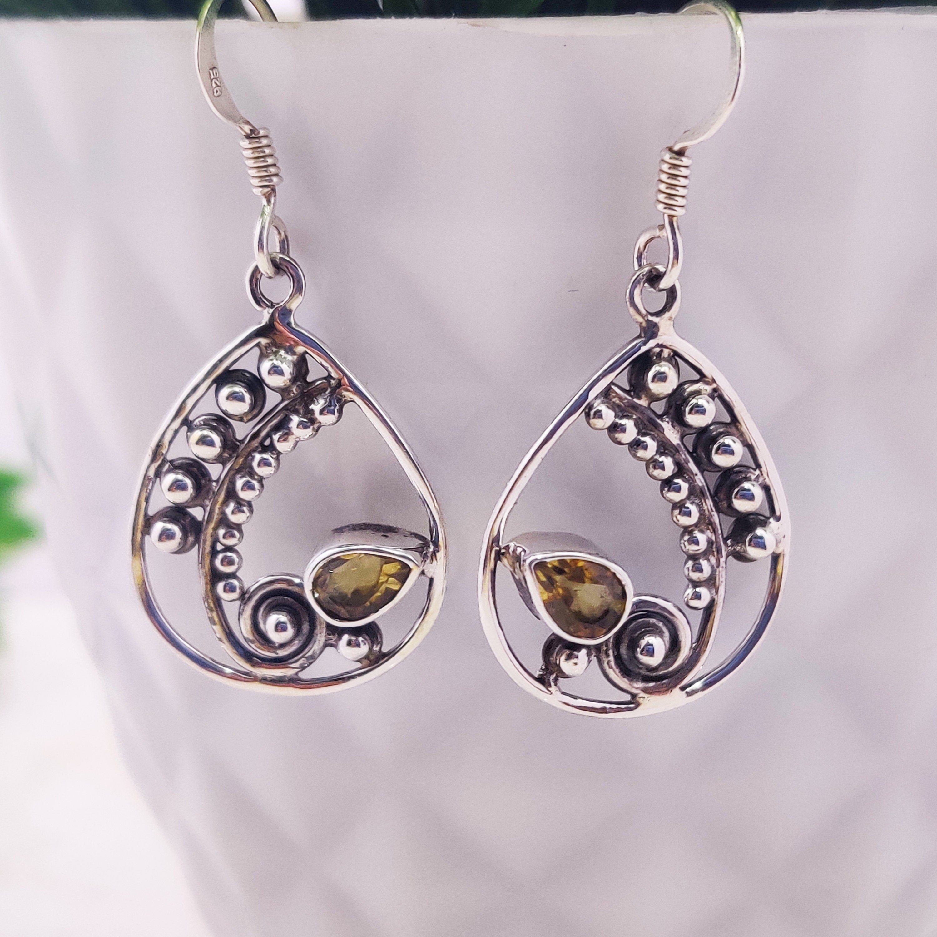 Natural Citrine Drop Wire Boho Earrings,Boho,November Birth Month Stone Earrings 925 Sterling Solid Silver Earrings,Citrine Gemstone Earring