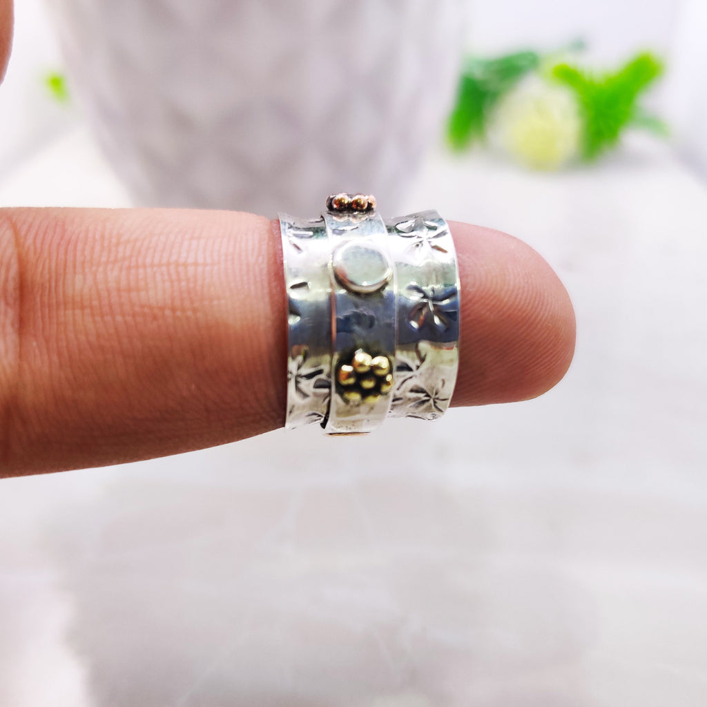 Spinner Ring 925 Sterling Solid Silver Ring Spin Rings Spinner Silver Band Ring Two Tone Ring