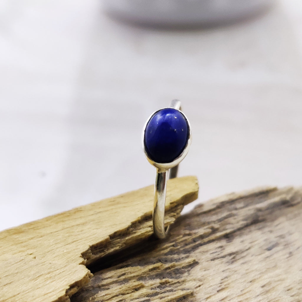 Sterling Silver Natural Amethyst Lapis Garnet Cabochon Boho Ring Tiny Ring