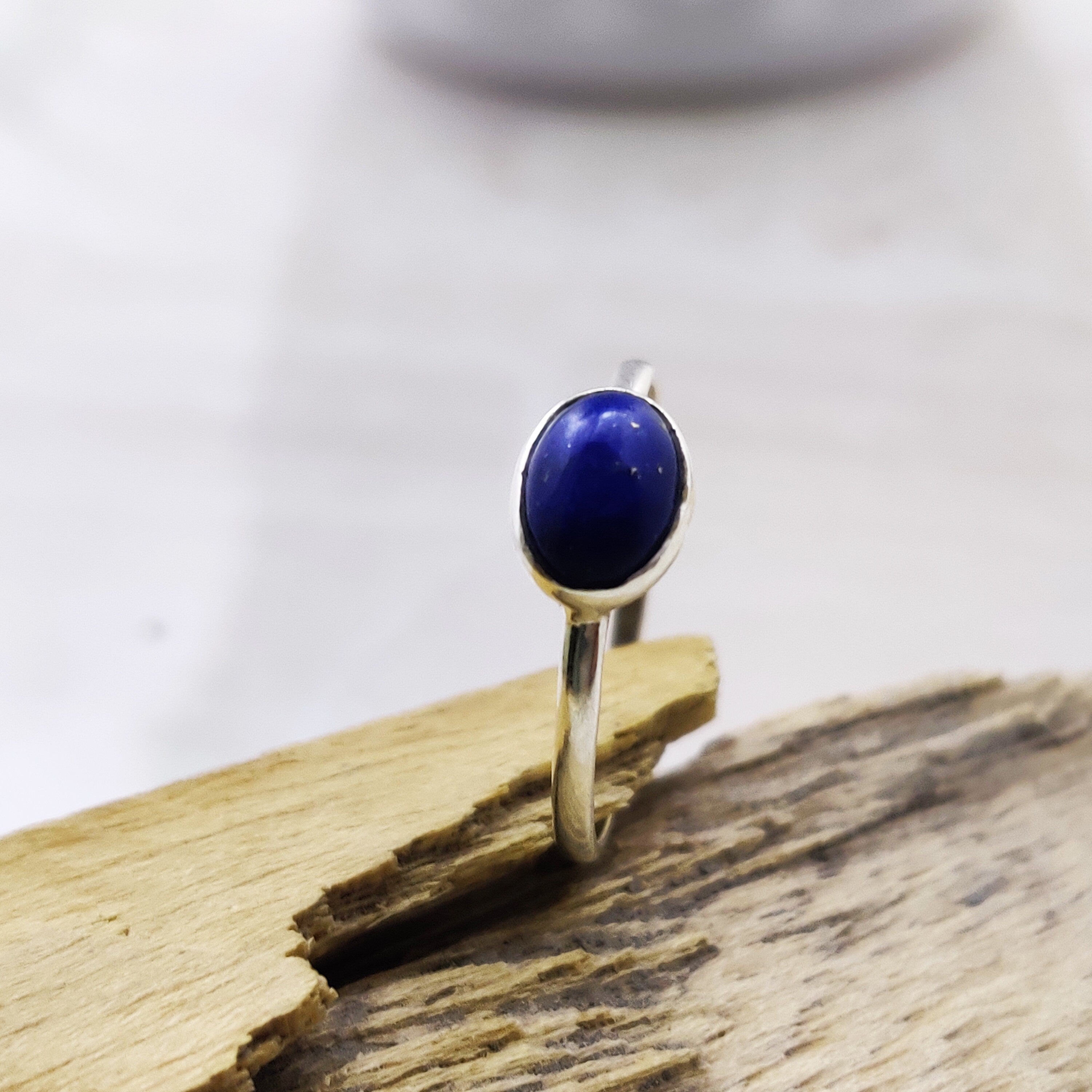 Sterling Silver Natural Amethyst Lapis Garnet Cabochon Boho Ring Tiny Ring