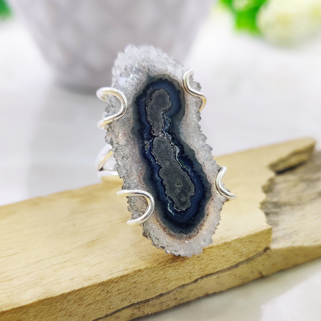 Natural Solar Quartz Druzy  Ring Sterling Silver Boho Size 5 Ring,Solar Quartz Pendant ,Solar Quartz, 925 Silver Jewelry, female birth day.